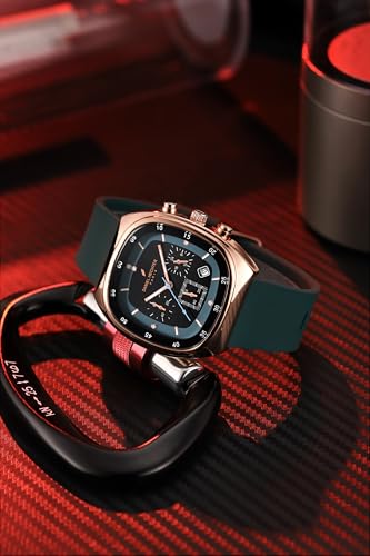 Image of Daniel Hechter Paris Bercy Collection Modern Multi Functional Watch for Men with Square Dial and Silicon Band-DHM1001