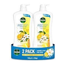 Dettol ProFresh Anti-Bacterial Body Wash, Jasmine & Yuzu Scent, 900g per Bottle Pack of 2, Total 1800g - Refreshing & Hydrating, Kills 99.9% of Germs, pH Balanced