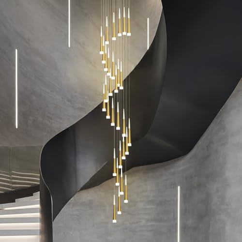 Lustre LED moderne d'escalier rotatif à 30 têtes avec télécommande