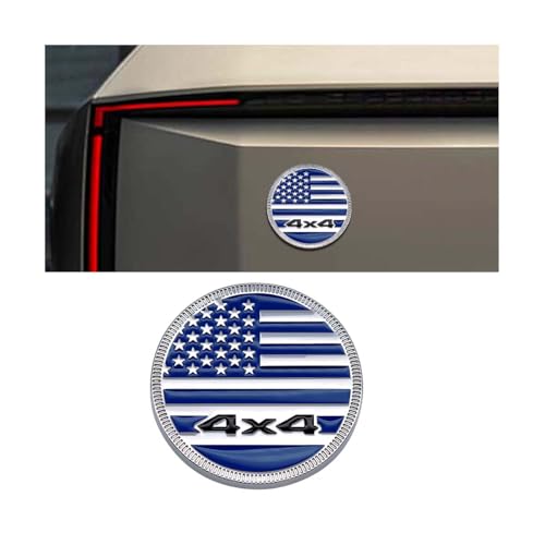 Image of American Flag Badge Car Emblems, 4 x 4 3D Metal Automotive Badge Decals, Round Car Emblem Stickers, Vehicle Exterior Decorative Accessories, Universal for RV, SUV, Truck (Blue)