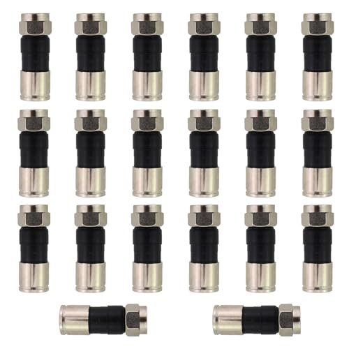 20 conectores coaxiales RG6 negros resistentes al clima miniatura 1