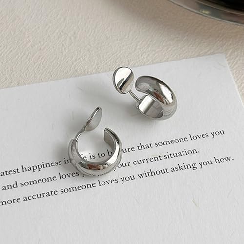 Gold Clip On Hoop Earrings for Women 14K Gold Plated Non Pierced Chunky Clip On Huggie Hoops Adjustable No Piercing Fake Earrings4