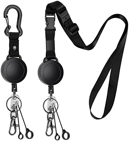 Maileto 2 Pack Heavy Duty Retractable ID Badge Holder Key Reel