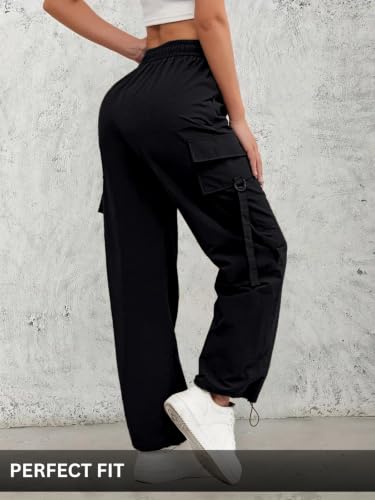 Image of Leriya Fashion Cargo Pants For Woman | Trousers For Womans |High Waist PolyCotton Trouser for Women - Flared Parachute Pants with Side Pockets |Womens Cargo Pant | Track Pant For Womans |Elegant for College & Events (Available in Plus Size)