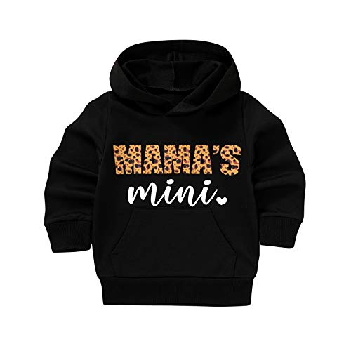 Baby Boy Girls Fall Winter Hoodie Outfits Mini Boss Sweatshirt Casual Tops Pocket 1-5T Unisex Toddler Outdoor Clothes (Black # Mama Mini, 4-5 T)