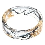HOMSFOU Anillo de Resina Transparente Diseño Creativo y Hoja de Oro, Tamaño 0.87 Pulgadas, Adecuado para Uso Diario Femenino