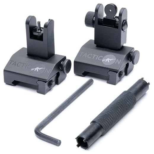 Flip Up Iron Sights for Rifle Includes Front Sight Adjustment Tool | Rapid Transition Backup Front and Rear Iron Sight BUIS Set Picatinny Rail and Weaver Rail