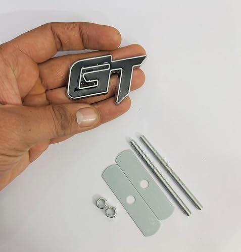 Image of Emblems for Car & Bike Metal Lo.go and Grill Me.tal Lo.go, Auto Accessories for Car Emblem 3D Badge Auto Racing Sport Sticker Grand Tourer Decal. (GT Chrome Black Grill Logo)