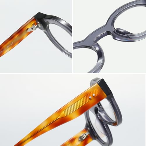 Image of JOLLYNOVA Yuki Vintage Small Acetate Glasses Frame Prescription for Women Men Round Thick Eyeglasses Frames 41-28-145mm