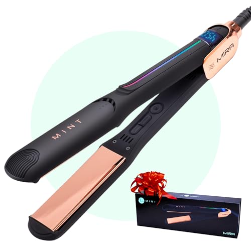Professional Series MIRA Titanium Flat Iron Hair Straightener for Thick & Fine Hair | Powerful Single-Pass Straightening Iron | Straightener & Curling Iron in One | 1 1/4 Inch Wide Flat Iron by MINT