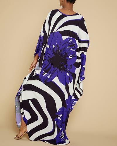 Image of Bsubseach Women Floral Print Kaftan Dresses Plus Size Bathing Suit Cover Up Moo Moos Caftan Beach Dress for Swimwear Summer