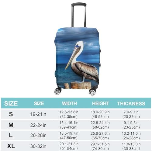 Luggage Covers Anti-Scratch Suitcase Cover Pelican Bird Blue Sea Sky Washable Elastic Suitcase Protector Travel Luggage Protector Covers Carry On Luggages Cover S (19-21 inches)2