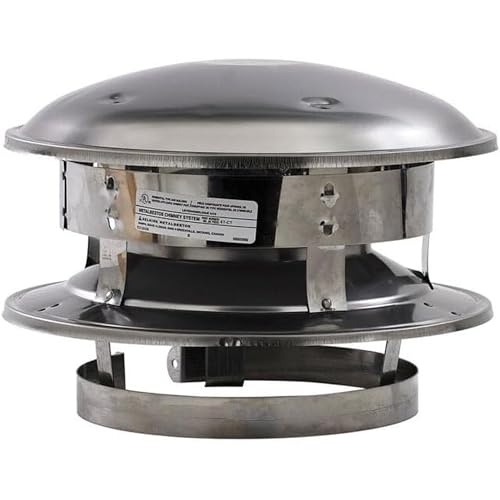 Selkirk 6" SureTemp Chimney Round Top Stainless Steel Exhaust Gas Vent Pipe Cap for Wood Stove Fireplace, Furnace, Water Heater, Silver, 206800