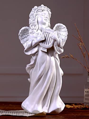 Blltllw Angel Figurines Decor Garden Angel Sculpture Outdoor Patio Lawn Ornaments Mother's Day Thanksgiving Day Gardening Gift Resin Angel Statue 11.8 Inches (Iyre Harp) #TOP5