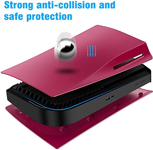 Image of New world Faceplate for PS5,for PS5 Faceplate Replacement Cover for PS5 , Anti-Scratch Dust Proof Protective Shell Cover for Playstation 5, Disk Edition -Cosmic Red