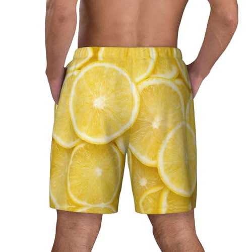 Maillot de bain jaune imprimé citron à séchage rapide avec poches pratiques