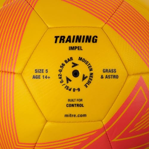 Mitre Impel L30P Fußball | Extrem trsapazierfähig | formbeständig Fußball, Gelb/Orange, 5