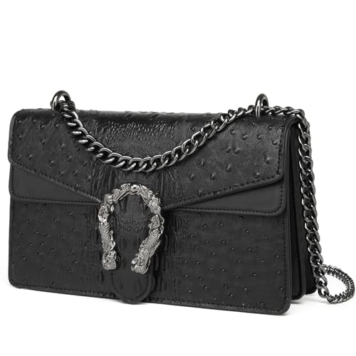 Image of MYHOZEE Crossbody Bags for Women - Snake Printed Clutch Purses Leather Chain Shoulder Bags Evening Handbags