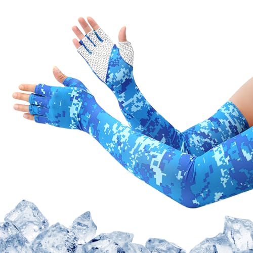 Image of PALAY Arm Sleeves UV with Compression & Cooling Effect, UV Protection Gloved Arm Sleeves for Men & Women Cycling Ice Arm Sleeve Fingerless Sun Compressionm for Golf, Baseball, Basketball