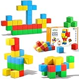 Feoxialy Magnetic Blocks,1.42 inch 32pcs Large Magnetic Building Block for Toddlers 3 4 5 6 7 8 Year Old Boys Girls Color Magnet Cubes Learning Toys for Kids 1-3 Sensory Toys Age 4-8 Gift