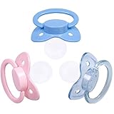 J&Or The Classic Original Adult Sized Pacifier Dummy - Three Color Pack - Transparent Blue | Baby Pink | Pastel Blue