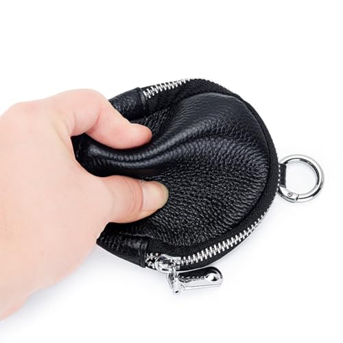 1 Pcs Leather Zipper Coin Purse Wallet With Keychain, Coin Organizer, Change Holder,Card Case, Mini Leather Zipper Storage Bag for Men & Women4