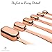 Copper Gemz Measuring Spoons Set of 6 - Extra Sturdy, Heavy Duty. Narrow Shaped Long Handles Fit Small Jars. Stainless Steel. Mirror Polished Copper/Rose Gold Finish