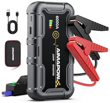 Avviatore Batteria Auto 6000A, 20000MAH Avviatore Emergenza per Auto/Moto 12V（Tutti Gas o 12L Diesel）Jump Starter Torcia a LED/Cavo di Avviamento AIMAPOW
