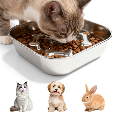 Ciotola anti-imbracatura per cani, ciotola per cani Slow Feeder, Ø 21,5 cm, ciotola per cani in acciaio inox 304, antiscivolo, per cani e gatti, accessori interattivi
