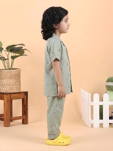 Image of POLKA TOTS 100% Pure Cotton Half Sleeve Night Suit for Kids, Girls & Boys | Cotton Pyjama Set | Unisex Night Dress for Children | Night Suit for Girls |Sleepwear for Kids | Winter Night Dress for Boys