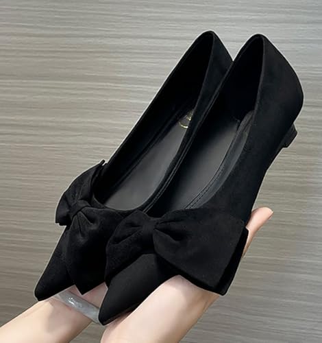 Niction Suede Bow Flats for Women Casual Pointed Toe Flat Shoes Cute Mary Jane Ballet Flats Shoes Comfortable Dressy Work Flat 20254