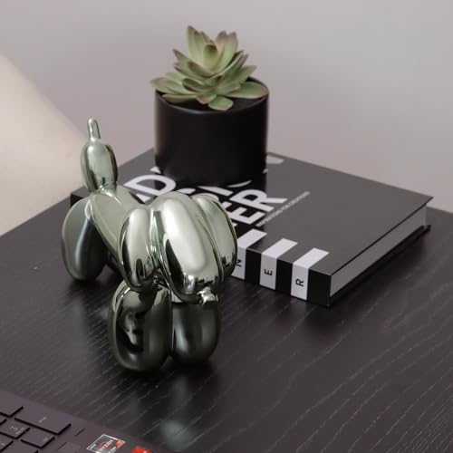 Figura decorativa perro globo de resina verde miniatura 7