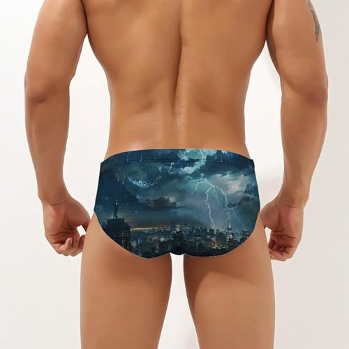 Storm and City Night View Novelty Men's Brief Swimwear Pants Swimming Trunks Beach Shorts Underwear2
