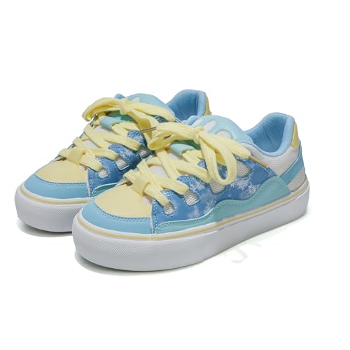 Women's Colorful Platform Sneakers Comfortable Y2K Cute Sneakers Non Slip Low Top Casual Walking Shoes