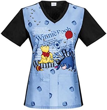 Tooniforms 6804CB Women's V-Neck Knit Panel Top Too Much Hunny X-Small
