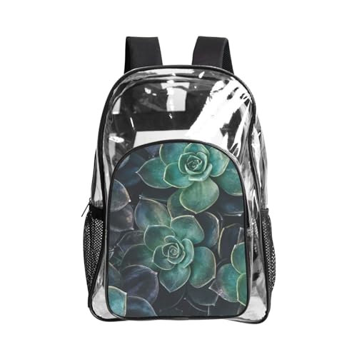 Sac à livres transparent imprimé plantes succulentes pour plage et voyage