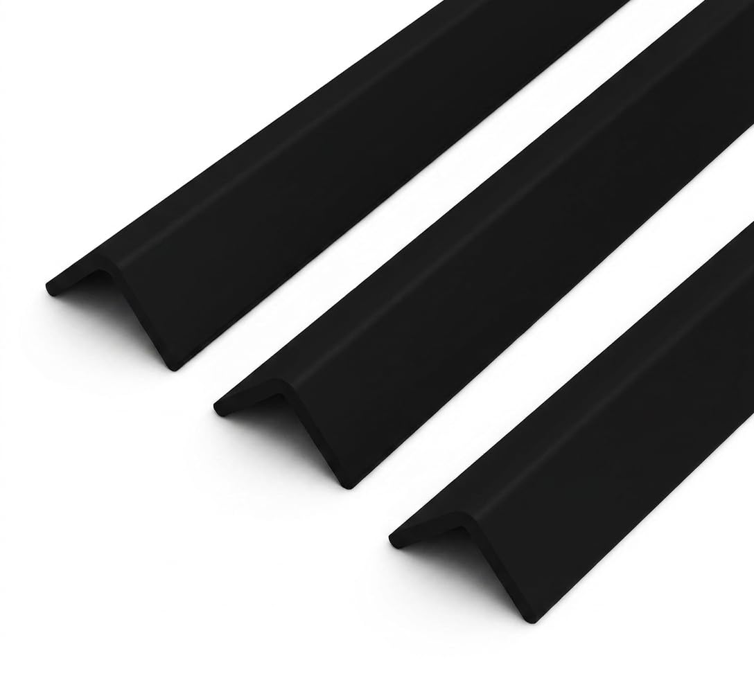 3 x Corner Trim Black 50mm UPVC Plastic Angle - 1 Metre Rigid 90 Degree L-Shape Edge Guard — image 1