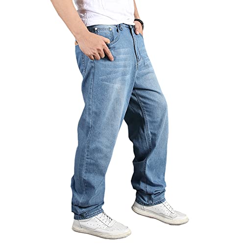 HAORUN Men Stretch Baggy Jeans Loose Fit Casual Denim Pants Skateboard Long Trousers2