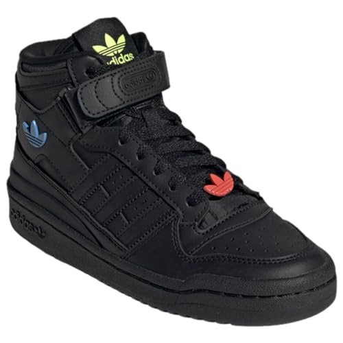 adidas Unisex-Child Forum Mid Sneaker, Core Black/Solar Red/Pulse Blue, 5.5 M US3