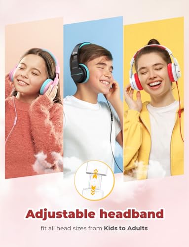 image for iClever HS19 Kids Headphones with Microphone, 74/85dBA Volume Limiter 