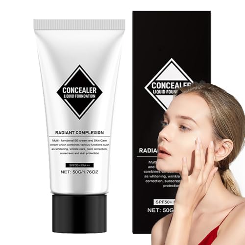 Color Matching Foundation, Corcealer Liquid Foundation - 1.76 oz White tone tono de piel Color de cambio de color,Hydrating Liquid Base Makeup BB Cream, protector solar para todos los tipos de piel