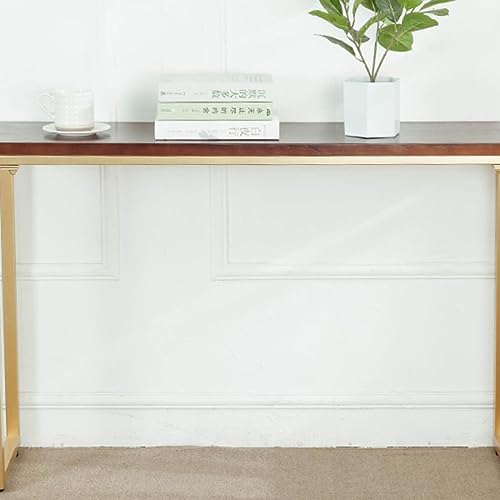 Mesa consola estrecha moderna de 80 cm, mesa de entrada y sofá en madera y metal 5