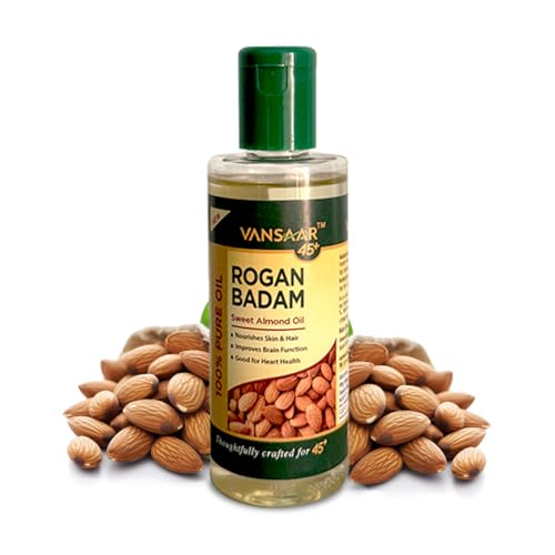 Vansaar 45+ Rogan Badam Oil -100ml | 100% Pure & Natural | Vitamin E enriched Sweet Almond Oil for Healthy Skin, Hair & Body