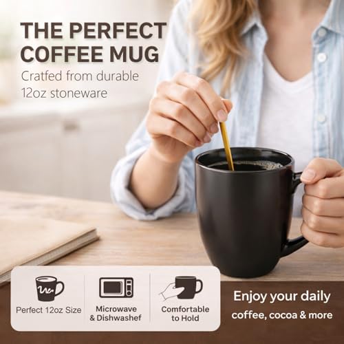 Set de 12 tazas de café de cerámica multicolor 12 oz miniatura 5