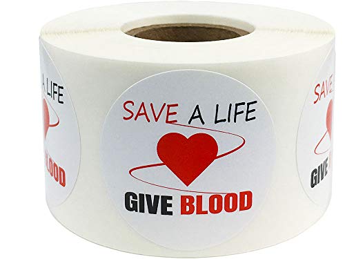 Save A Life Give Blood Stickers 1.5 Inch 500 Total Adhesive Labels
