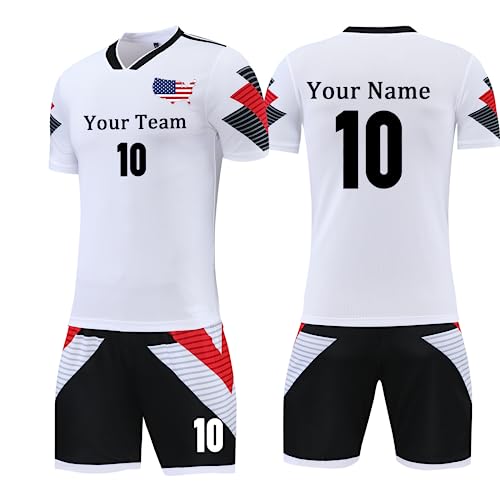 Custom Soccer Jersey for Men Women Personalized Soccer Uniforms for Kids/Adults with Name Number Team Logo White