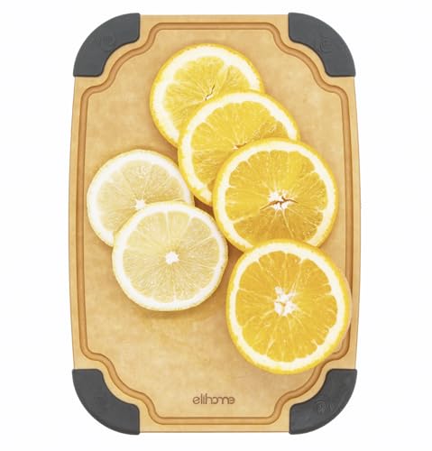 Elihome Essential Series Wood Fiber Cutting Board for Kitchen, Knife Friendly, Dishwasher Safe, Non-Slip Feet, Juice Groove, Reversible, Non-Porous, Eco Friendly, 10