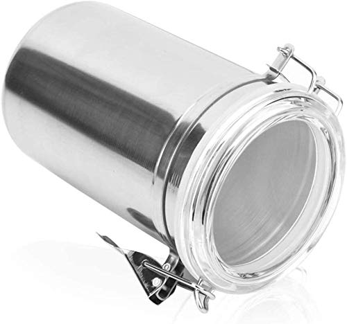 Contenitori Alimentari per Cereali Set Contenitori ermetici for alimenti Contenitori da cucina in acciaio inossidabile Barattoli con coperchio in acrilico trasparente e morsetto di bloccaggio, Organiz