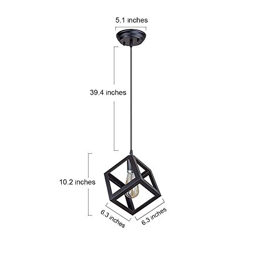 Image of JACKAL Metal Cube Shape Pendant Light Without Bulb - Pack of 1|Hanging Ceiling Light with Braided Cord|Decorative Chandelier for Home, Living Room, Indoor, Outdoor&Bar|Jhumar Lighting (Black)