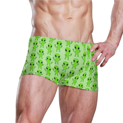 Cute Alien UFO Mens Swim Trunk Swimwear Bathing Suit Swim Brief Square Leg Board Short S B04040123